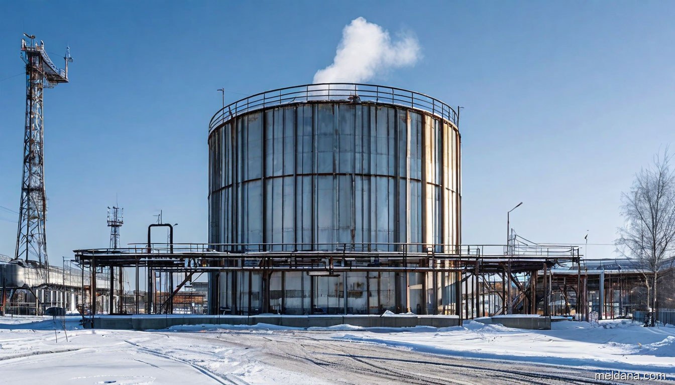 Защитная сетчатая конструкция ЗАСЛОН над резервуаром РВС нефтебазы