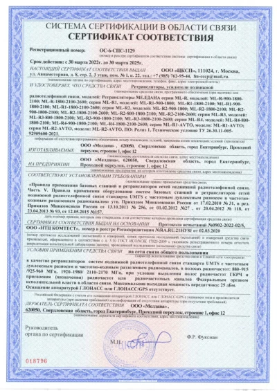 Сертификат Антенна для подавителя связи, 65°12 дБи